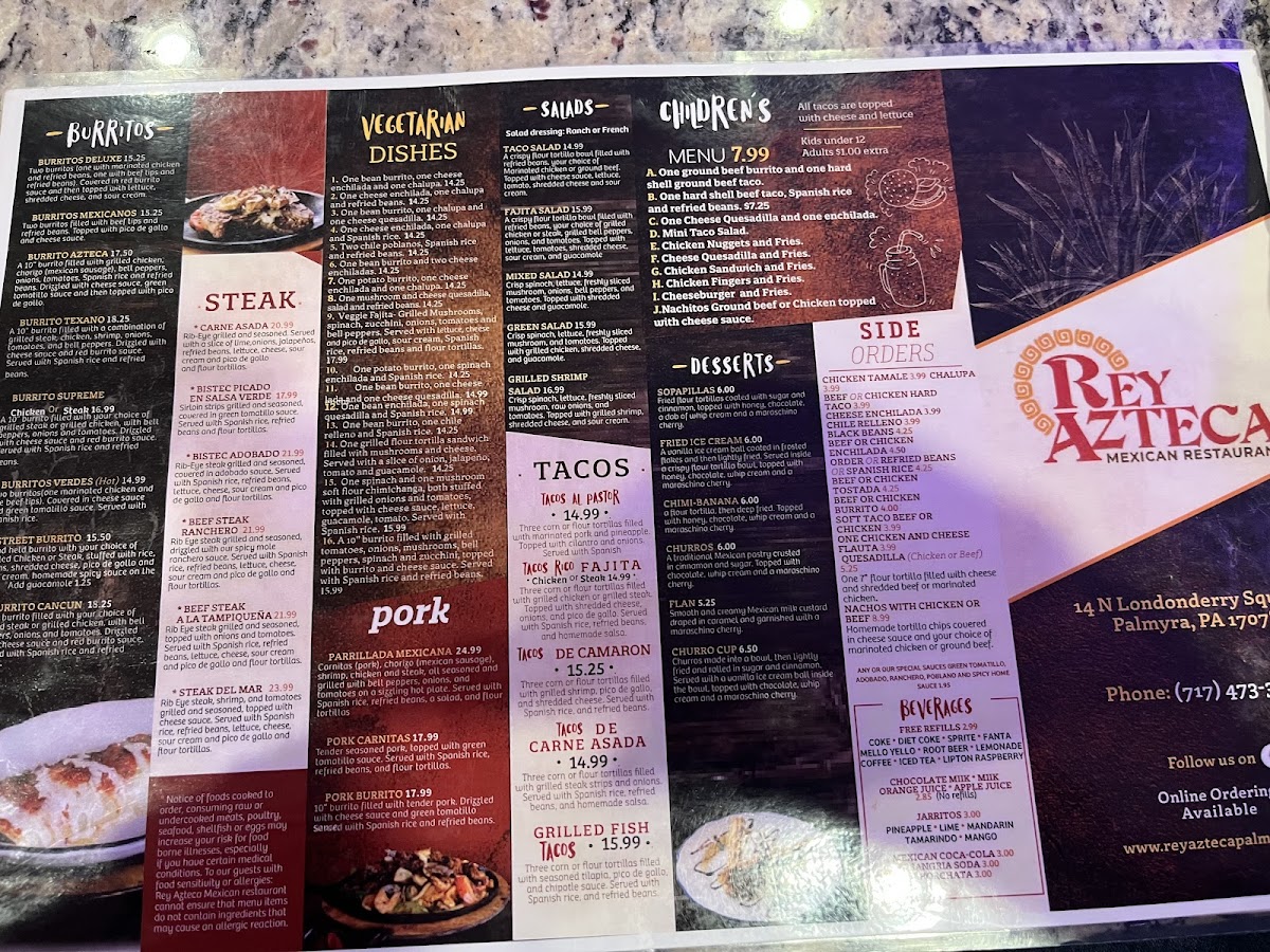 Rey Azteca Mexican Restaurant Palmyra Menu-5